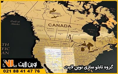 تابلوی نقشه جهان استیل